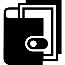 portafoglio aperto con documenti all'interno icona