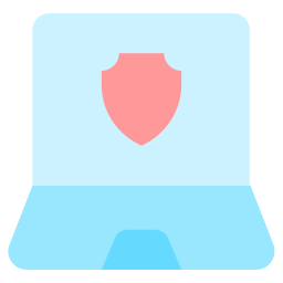 computadora portátil segura icono