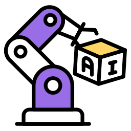 Robotic arm intelligence icon