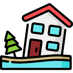 Flooded house icon