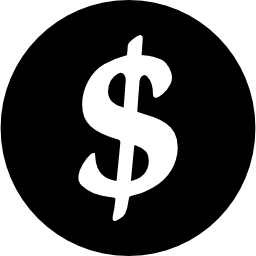 Calligraphic dollar sign on circle icon