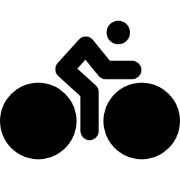 bicicletta con ruote grandi e ciclista icona