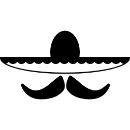 Mexican hat and mustache icon