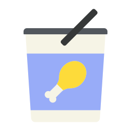 cubo de pollo icono