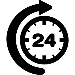 24 hour time with curve arrow icon