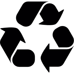 simbolo di riciclaggio con tre frecce curve icona