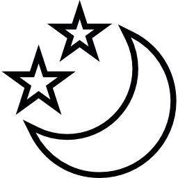 luna y dos estrellas icono