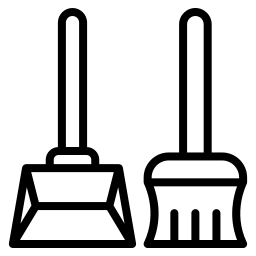 escoba y recogedor icono