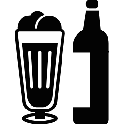 Beer in glass and bottle icon