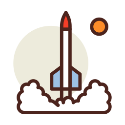 Lanzamiento de un cohete icono