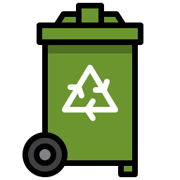 Contenedor de reciclaje icono