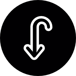 botón de flecha curva hacia abajo icono