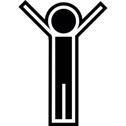 osoba stojąca z podniesionymi rękami ikona