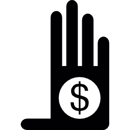 moneta del dollaro sul palmo della mano icona