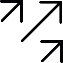 drie diagonale pijlen naar rechts die omhoog wijzen icoon
