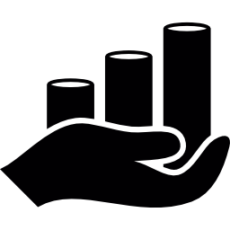 Coins stacked on a hand palm icon
