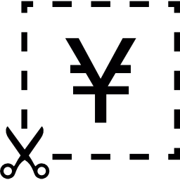 símbolo del yen cortado icono