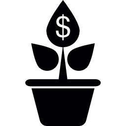 dólares que crecen en una planta icono