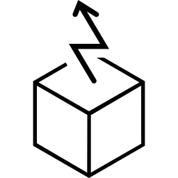 flecha ascendente de un cubo icono