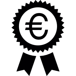 eurosymbool in een badge icoon