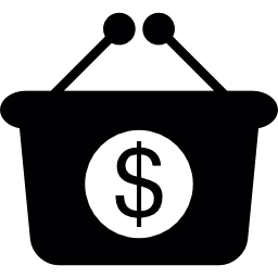 Shopping basket with dollars symbol icon