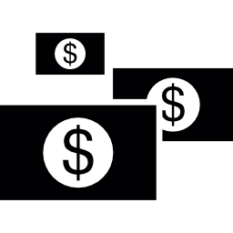 três notas de dólar Ícone