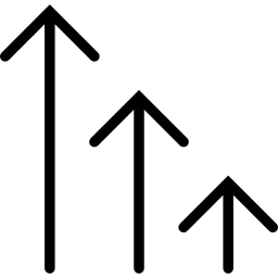 tres flechas ascendentes decrecientes icono