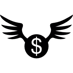 Dollar coin with wings icon