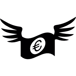banconota in euro con le ali icona