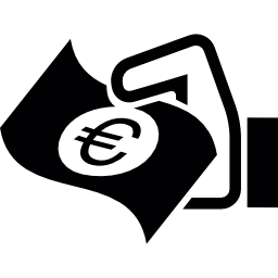 Euro bill on hand icon