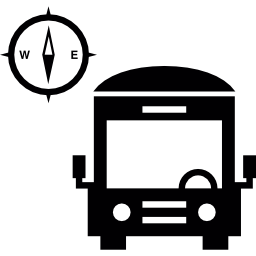 autobus con bussola icona