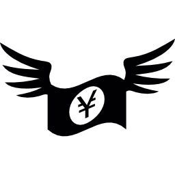 Йеновая купюра с крыльями иконка