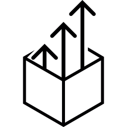 drie pijlen vormen een doos icoon