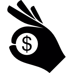 moneta da un dollaro in una mano icona