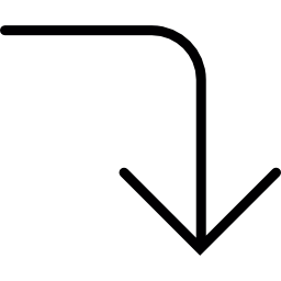 flecha de ángulo redondeado apuntando hacia abajo icono