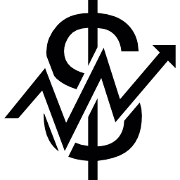 simbolo del dollaro con grafico a linee ascendenti icona