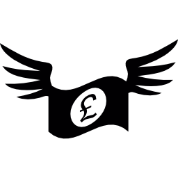 banconota da una libbra con le ali icona