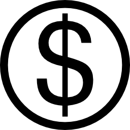 symbole du dollar sur cercle Icône