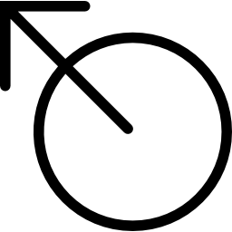 원에서 위로 가리키는 대각선 화살표 icon