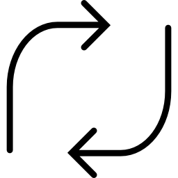 twee curve dunne pijlen icoon