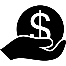 moneda de dólar en mano icono