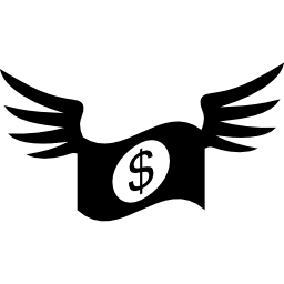 billet d'un dollar avec des ailes Icône