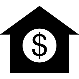 simbolo del dollaro su una casa icona
