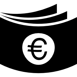 Три бумажных купюры евро иконка