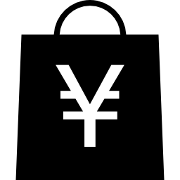 bolsa de compras con símbolo de yenes icono