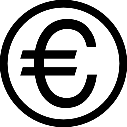 símbolo del euro en círculo icono