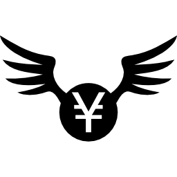 yen muntstuk met vleugels icoon