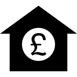 simbolo della sterlina britannica su una casa icona