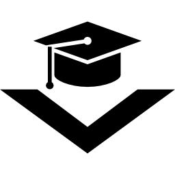 Graduation cap with down arrow icon