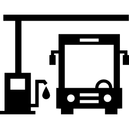 bus bij een benzinestation icoon